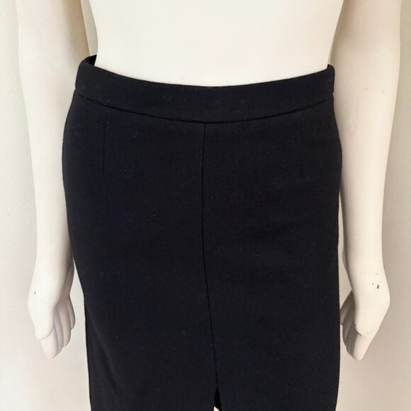J.CREW Front Slit A-line Black Midi Skirt in Double Surge Wool SZ 2 - Picture 3 of 11